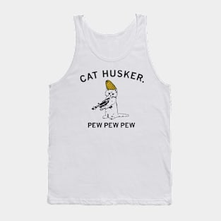 Cat husker pew pew pew Tank Top